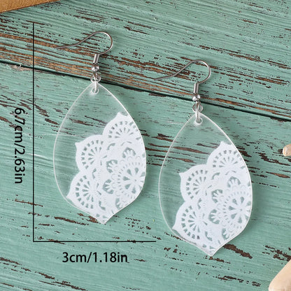 1 Pair Retro Color Block Printing Arylic Drop Earrings