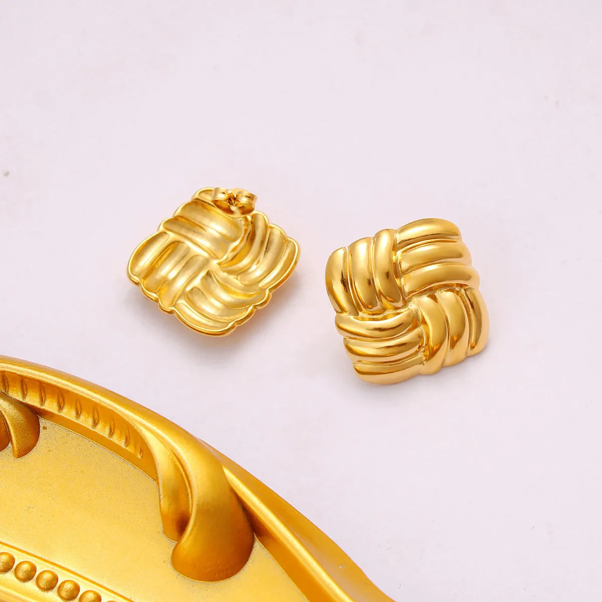 1 Pair Retro Commute Geometric 304 Stainless Steel 316 Stainless Steel  18K Gold Plated Ear Studs