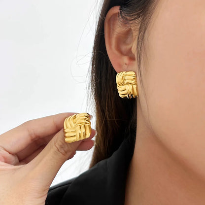 1 Pair Retro Commute Geometric 304 Stainless Steel 316 Stainless Steel  18K Gold Plated Ear Studs