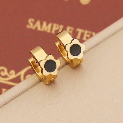 1 Pair Retro Commute Geometric Star Stainless Steel Enamel Ear Studs