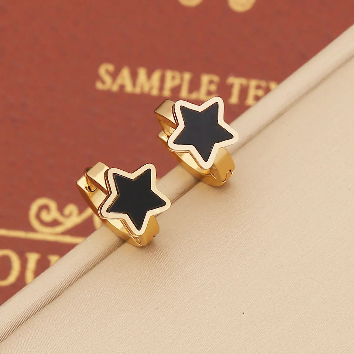 1 Pair Retro Commute Geometric Star Stainless Steel Enamel Ear Studs