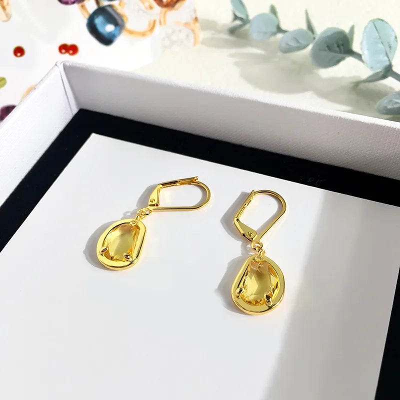 1 Pair Retro Commute Irregular Inlay Brass Zircon 18K Gold Plated Drop Earrings