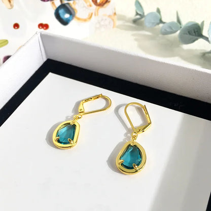 1 Pair Retro Commute Irregular Inlay Brass Zircon 18K Gold Plated Drop Earrings