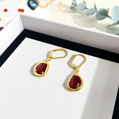 1 Pair Retro Commute Irregular Inlay Brass Zircon 18K Gold Plated Drop Earrings