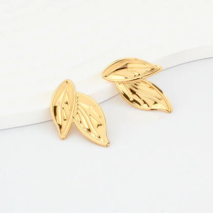 1 Pair Retro Commute Leaves Plating Iron Gold Plated Ear Studs