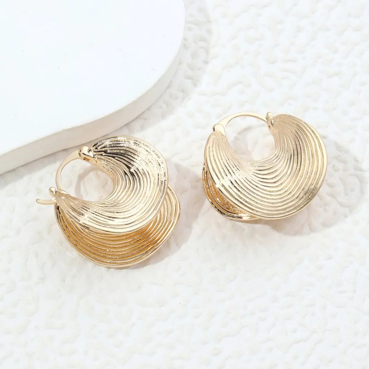 1 Pair Retro Commute Sector Plating Copper 18k Gold Plated Earrings