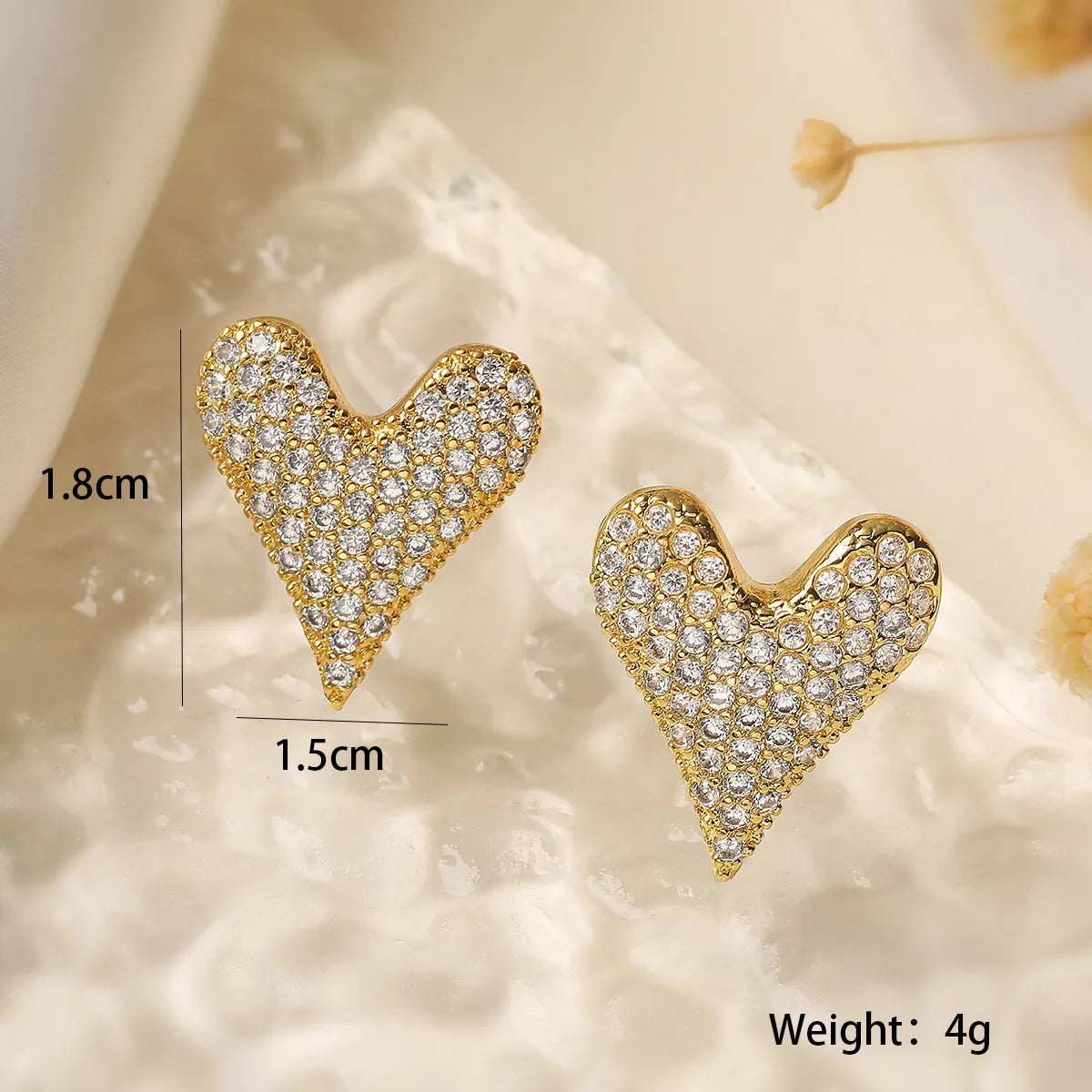 1 Pair Retro Commute Shiny Heart Shape Plating Inlay Copper Zircon Ear Studs