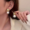 1 Pair Retro Commute Solid Color Inlay Alloy Artificial Pearls Drop Earrings