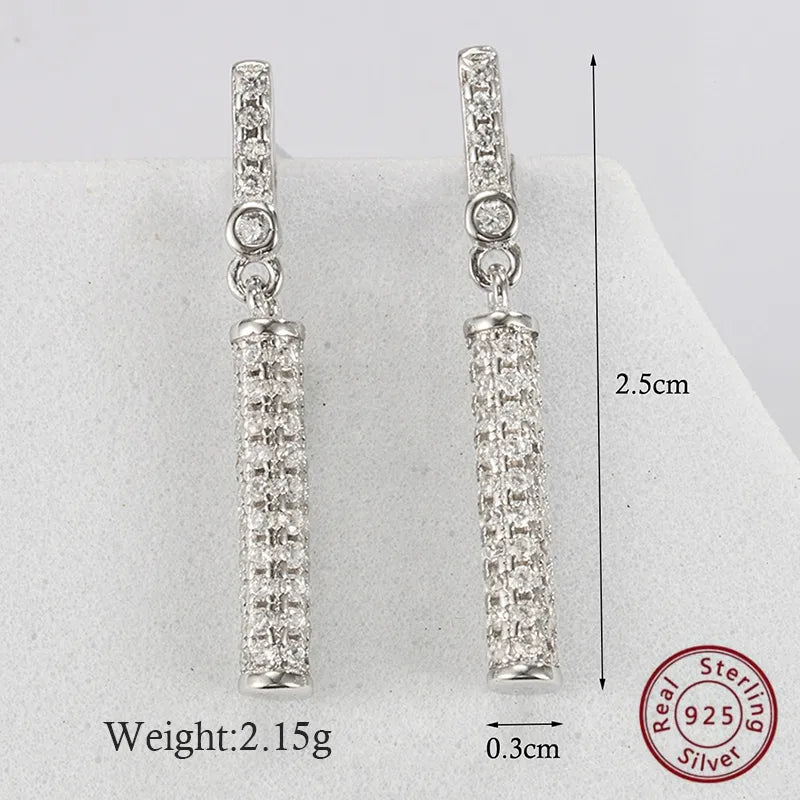 1 Pair Retro Commute Solid Color Plating Inlay Sterling Silver Zircon White Gold Plated Rhodium Plated Drop Earrings