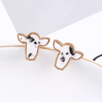 1 Pair Retro Cows Plating Alloy Ear Studs