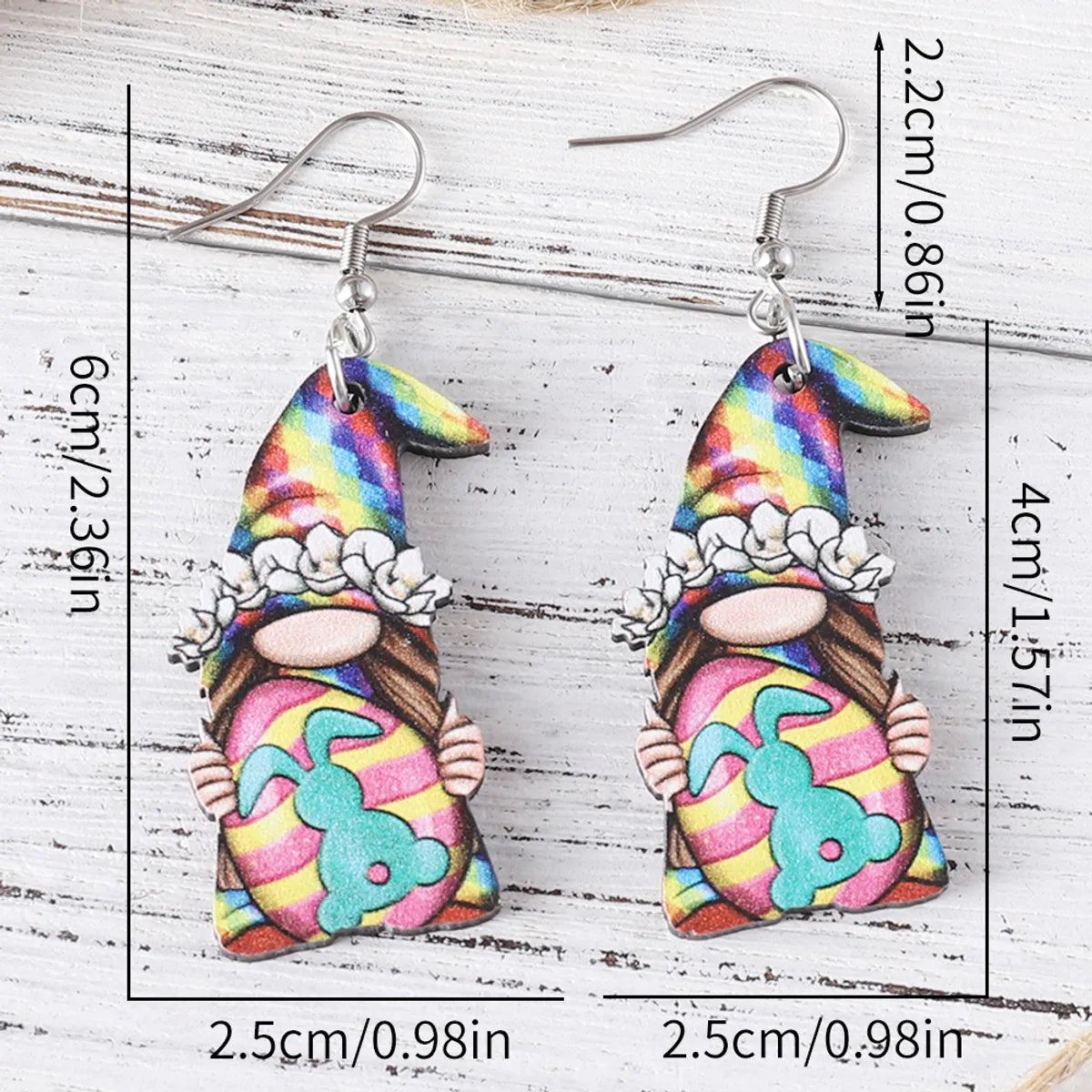 1 Pair Retro Cross Heart Shape Duck Wood Drop Earrings