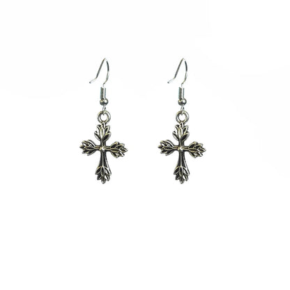 1 Pair Retro Cross Leaf Palm Alloy Patchwork Women's Drop Earrings