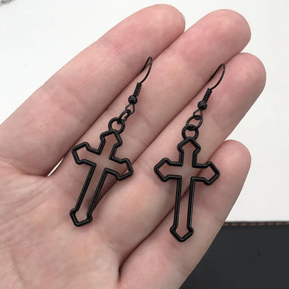 1 Pair Retro Cross Metal Drop Earrings