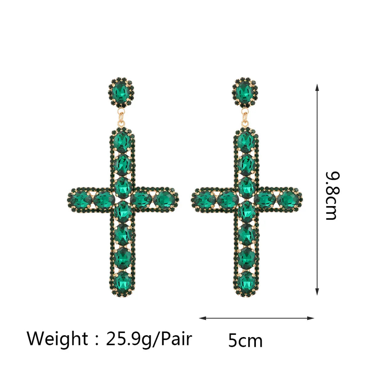 1 Pair Retro Cross Metal Plating Zircon Women's Earrings