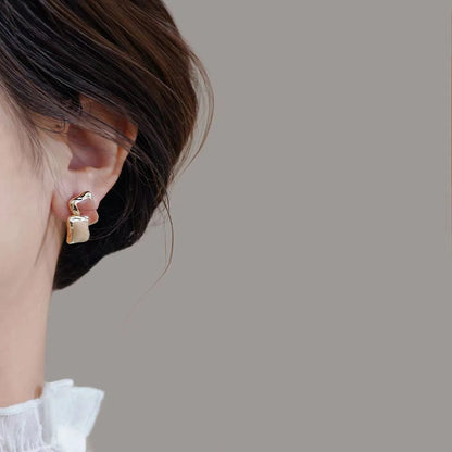 1 Pair Retro Ethnic Style Asymmetrical Color Block Epoxy Plating Alloy Gold Plated Silver Plated Ear Studs