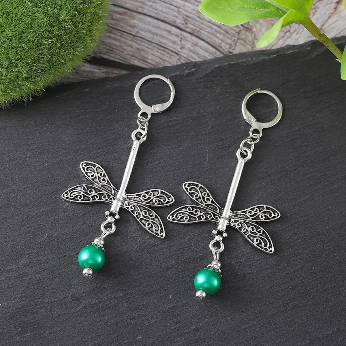 1 Pair Retro Ethnic Style Dragonfly Zinc Alloy Drop Earrings