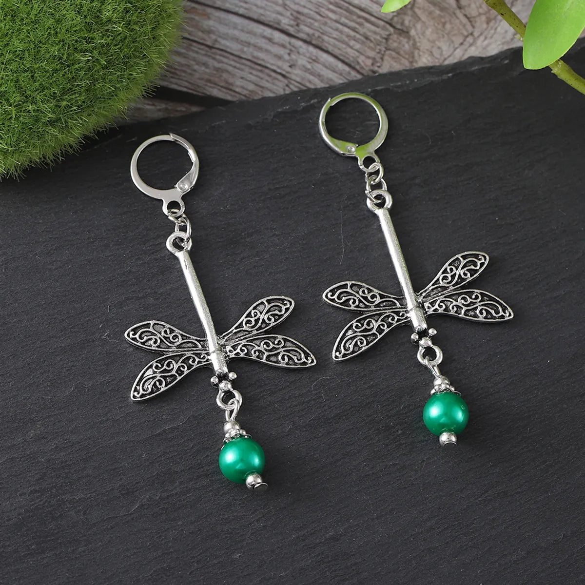 1 Pair Retro Ethnic Style Dragonfly Zinc Alloy Drop Earrings