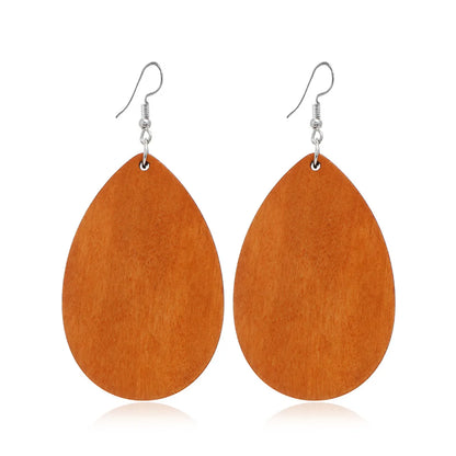 1 Pair Retro Ethnic Style Geometric Circle Tree Wood Drop Earrings