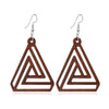 1 Pair Retro Ethnic Style Geometric Circle Tree Wood Drop Earrings