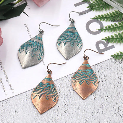 1 Pair Retro Ethnic Style Geometric Plating Alloy Drop Earrings