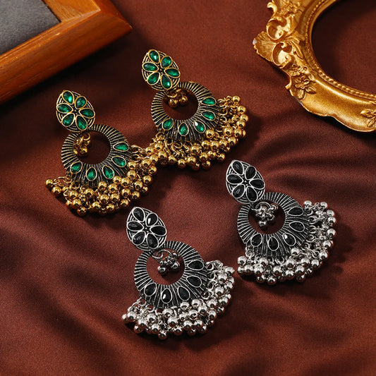 1 Pair Retro Ethnic Style Geometric Plating Inlay Alloy Rhinestones Drop Earrings