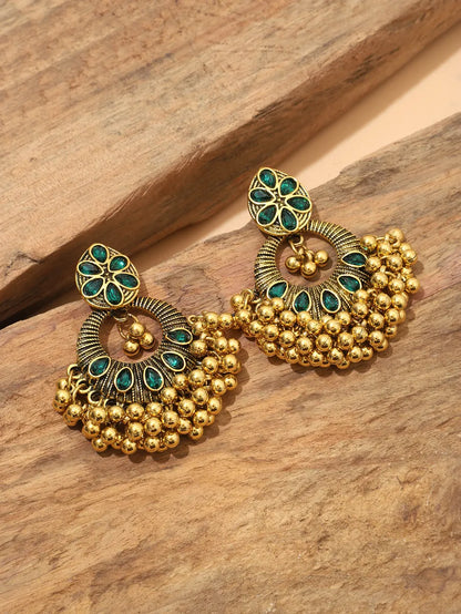 1 Pair Retro Ethnic Style Geometric Plating Inlay Alloy Rhinestones Drop Earrings