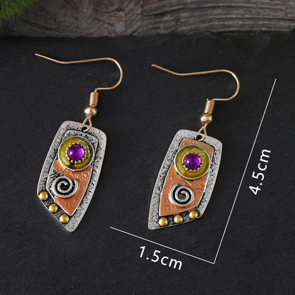 1 Pair Retro Ethnic Style Geometric Zinc Alloy Drop Earrings