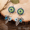 1 Pair Retro Ethnic Style Leaves Water Droplets Flower Hollow Out Inlay Alloy Natural Stone Rhinestones Drop Earrings