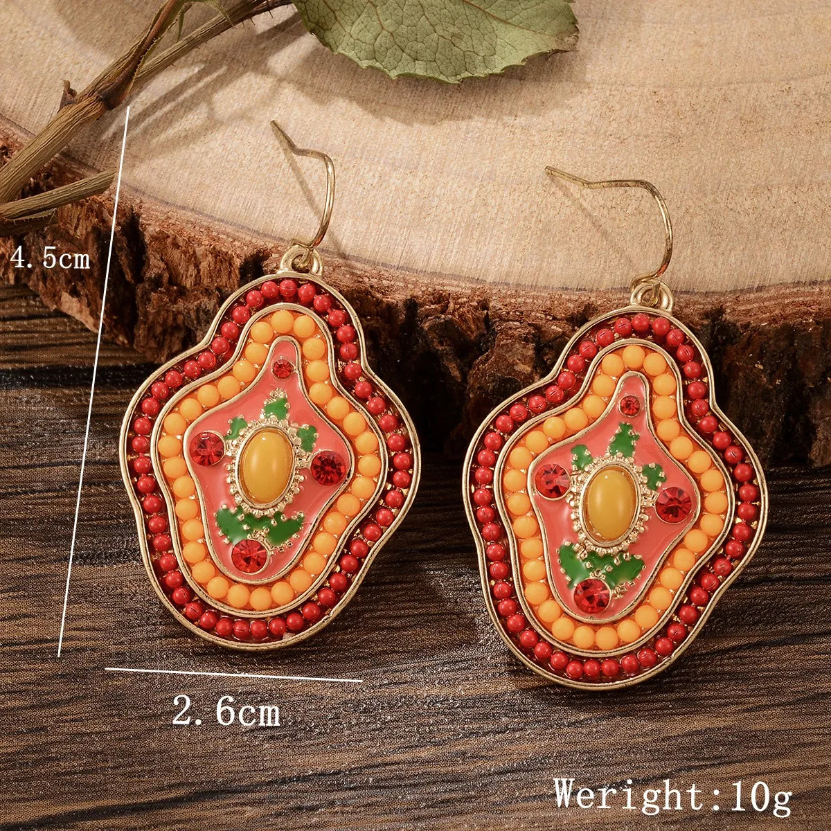 1 Pair Retro Ethnic Style Leaves Water Droplets Flower Hollow Out Inlay Alloy Natural Stone Rhinestones Drop Earrings