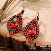 1 Pair Retro Ethnic Style Leaves Water Droplets Flower Hollow Out Inlay Alloy Natural Stone Rhinestones Drop Earrings