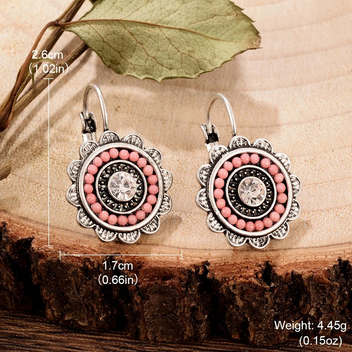 1 Pair Retro Ethnic Style Leaves Water Droplets Flower Hollow Out Inlay Alloy Natural Stone Rhinestones Drop Earrings