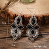 1 Pair Retro Ethnic Style Leaves Water Droplets Flower Hollow Out Inlay Alloy Natural Stone Rhinestones Drop Earrings