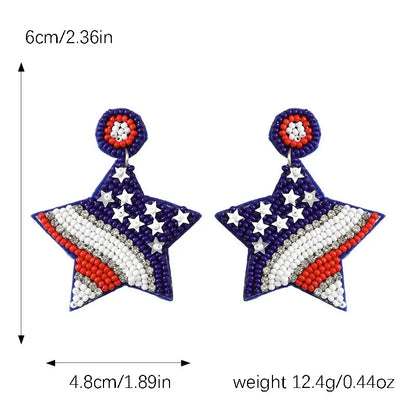 1 Pair Retro Ethnic Style Pentagram Usa American Flag Arylic Plastic Resin Drop Earrings