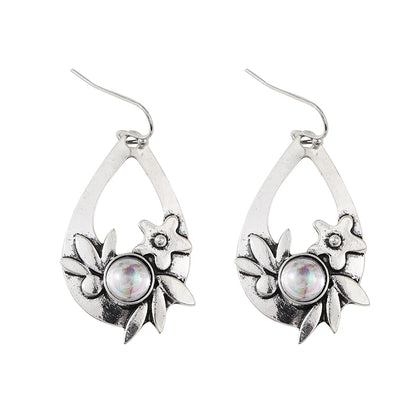 1 Pair Retro Ethnic Style Round Inlay Zinc Alloy Rhinestones Drop Earrings