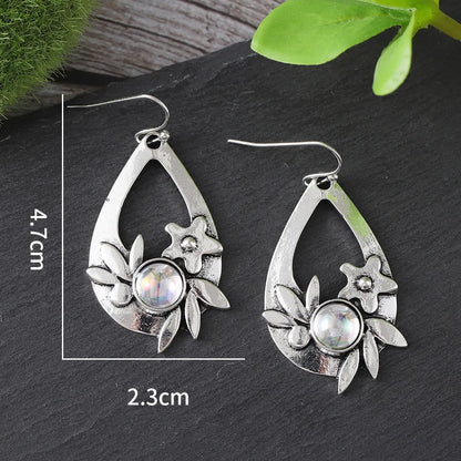 1 Pair Retro Ethnic Style Round Inlay Zinc Alloy Rhinestones Drop Earrings