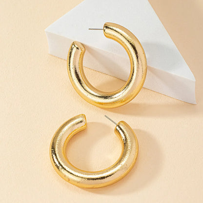 1 Pair Retro Exaggerated C Shape Plating Alloy 14k Gold Plated Ear Studs