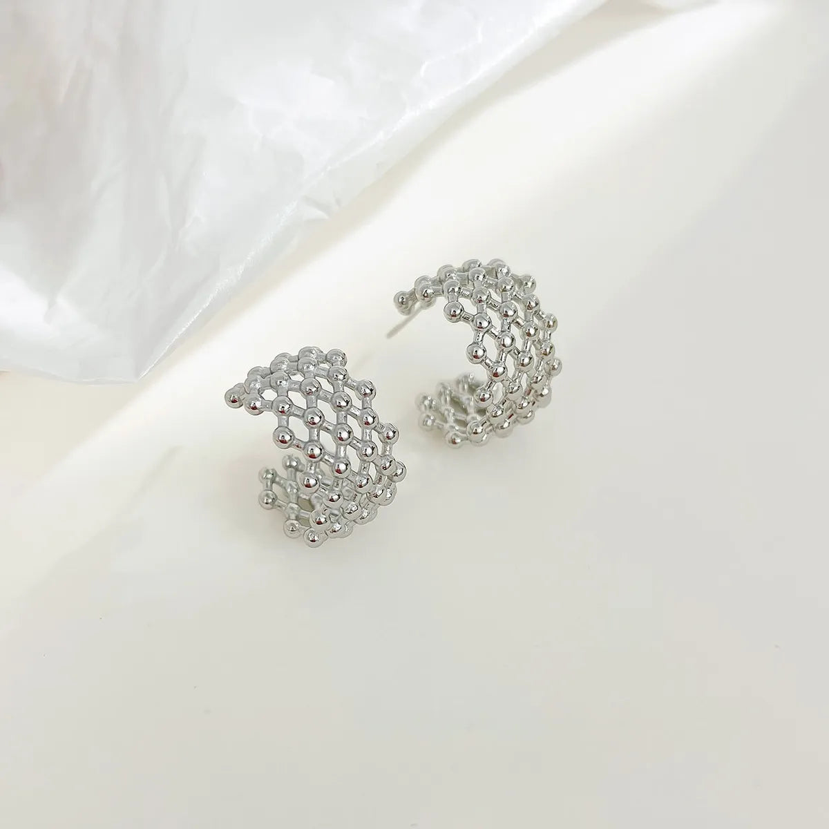 1 Pair Retro Exaggerated C Shape Plating Stainless Steel White Gold Plated Gold Plated Ear Studs