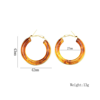 1 Pair Retro Exaggerated Circle Round Plating 304 Stainless Steel Arylic Resin 18K Gold Plated Hoop Earrings