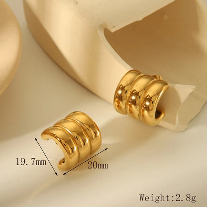 1 Pair Retro Exaggerated Classic Style C Shape Solid Color Plating 304 Stainless Steel 18K Gold Plated Ear Studs