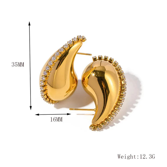 1 Pair Retro Exaggerated Classic Style Geometric 304 Stainless Steel Zircon 18K Gold Plated Ear Studs