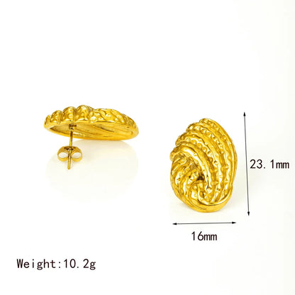 1 Pair Retro Exaggerated Classic Style Stripe 304 Stainless Steel 18K Gold Plated Ear Studs