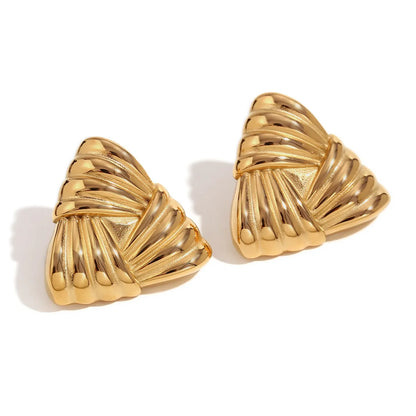 1 Pair Retro Exaggerated Classic Style Triangle Plating 304 Stainless Steel 18K Gold Plated Ear Studs