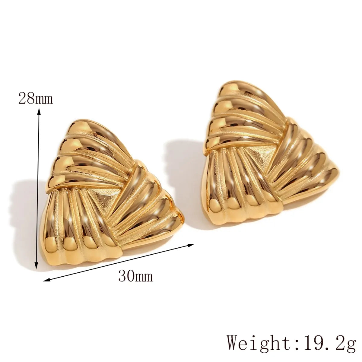 1 Pair Retro Exaggerated Classic Style Triangle Plating 304 Stainless Steel 18K Gold Plated Ear Studs