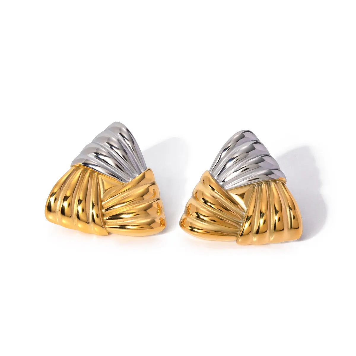 1 Pair Retro Exaggerated Classic Style Triangle Plating 304 Stainless Steel 18K Gold Plated Ear Studs