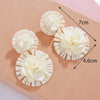 1 Pair Retro Exaggerated Flower Braid Cloth Raffia Drop Earrings