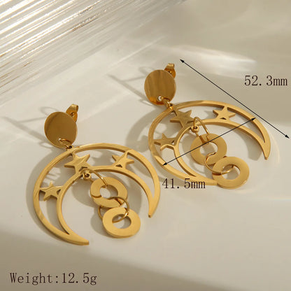 1 Pair Retro Exaggerated Flower Butterfly Plating 304 Stainless Steel 18K Gold Plated Drop Earrings