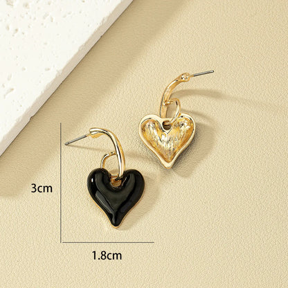 1 Pair Retro Exaggerated Heart Shape Plating Alloy Drop Earrings