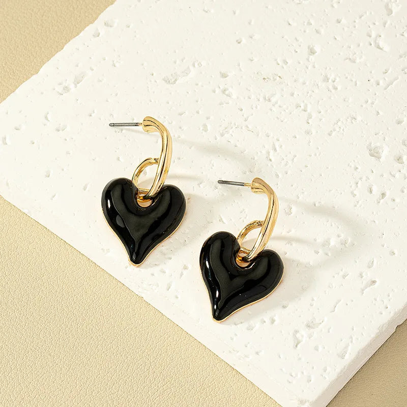 1 Pair Retro Exaggerated Heart Shape Plating Alloy Drop Earrings