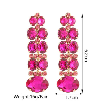 1 Pair Retro Exaggerated Luxurious Geometric Inlay Copper Alloy Artificial Gemstones Drop Earrings