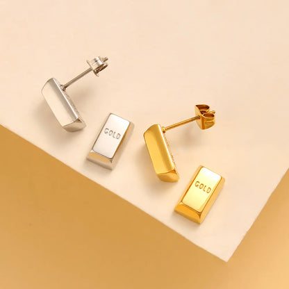 1 Pair Retro Exaggerated Rectangle 304 Stainless Steel 316 Stainless Steel  18K Gold Plated Ear Studs